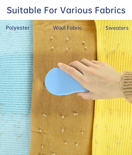 Fabric Shaver, Electric Lint Remover for Clothes & Furniture, Sweater Shaver & Pilling Remover, Depiller with 2 Extra Blades Included, Lint Shaver for Clothing - Battery Operated - color: Blue