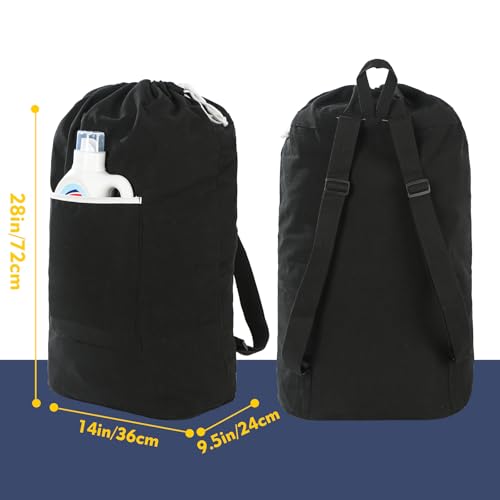 Canvas Laundry Bag, Laundry Backpack, Black, X-Large - color: BLACK, size: X-Large