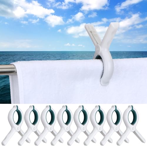 Hushee 8 Pack Pontoon Boat Towel Clips for Rail,Blue White,Single-Claw - color: Blue White, style: Single-claw