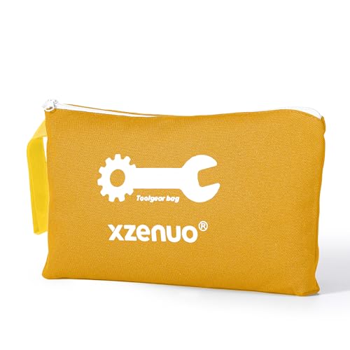 Small Tool Bag with Zipper,16oz 12 inch Tool Pouches - color: Orange