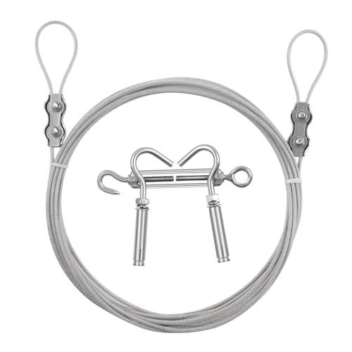 DEWEL 32FT Stainless Steel Clothes Lines for Hanging Clothes Outside - size: 32ft