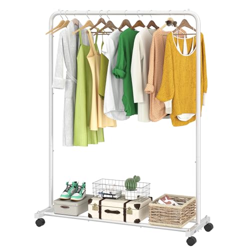 Simple Trending Clothes Clothing Garment Rack, Clothes Organizer, White - color: White, size: 14.75"D x 43.5"W x 54.25"H
