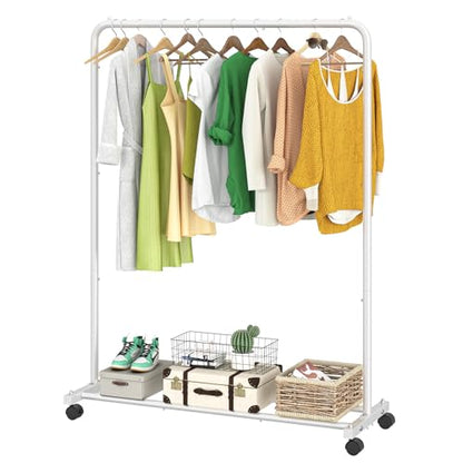 Simple Trending Clothes Clothing Garment Rack, Clothes Organizer, White - color: White, size: 14.75"D x 43.5"W x 54.25"H