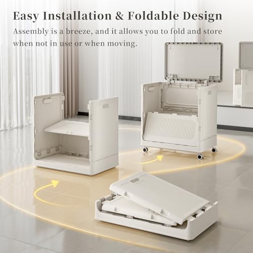 130L Rolling Laundry Hamper with Lid Laundry Basket - color: Milky, size: 130L