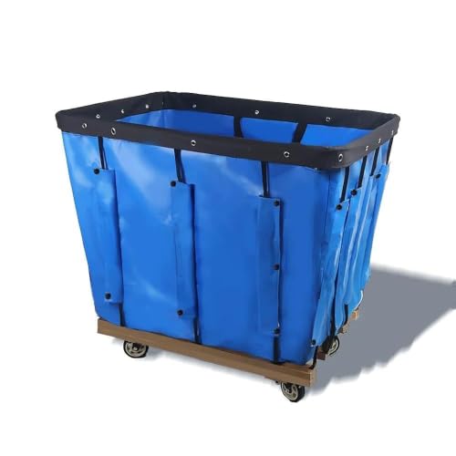 Commercial Laundry Cart with Wheels Blue Vinyl Nylon 16 Bushel Truck,Dirty Clothes Hamper for Home & Hotel - size: 16 Bushel