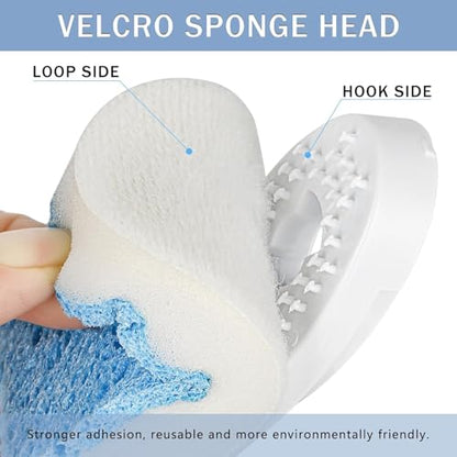Soap Dispensing Scrub Dish Brush Head Replacements - 4 Kitchen Cleaning Brush Dish Wand Head, Scraper Heads for Stubborn Grime on Pots Pans, Stand/Hang Storage-Blue,Father's Day - color: Blue White
