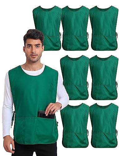 Xeoxarel Unisex Cobbler Apron with 3 Deep Pockets, Smock Vest Apron - color: 7 Pack - Green
