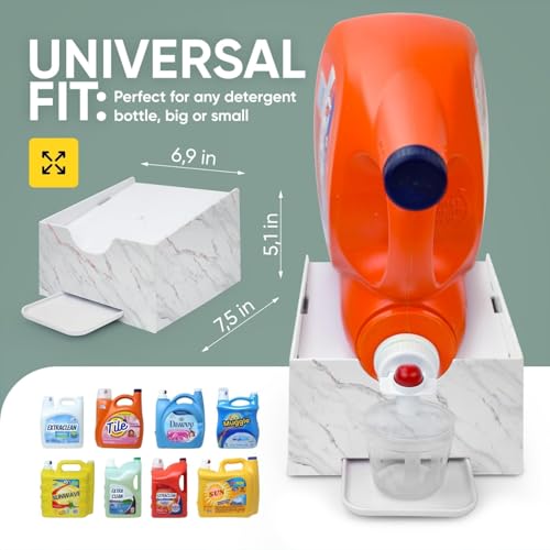 Skywin Liquid Laundry Detergent Dispenser Holder with Drip Tray - 1 Pack - color: Marble