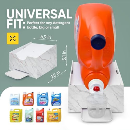 Skywin Liquid Laundry Detergent Dispenser Holder with Drip Tray - 1 Pack - color: Marble