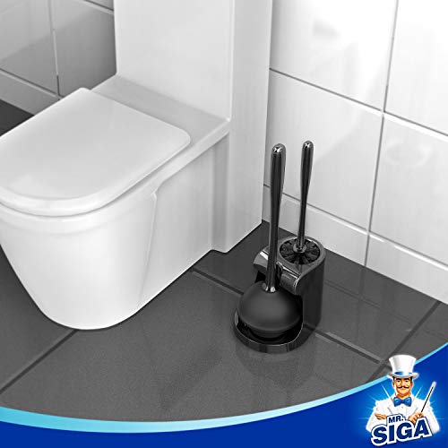 MR.SIGA Toilet Plunger and Brush Combo for Toilet Cleaning, Black, 2 Set (Pack of 6) - color: Black, size: 6.3 x 8.2 x 18.1 inch (Pack of 6)