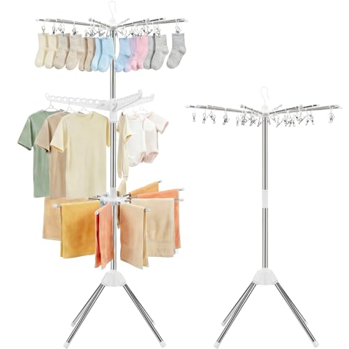 Foldable Clothes Drying Rack, 3 Tier Portable Laundry Drying Rack - size: 3-Tier