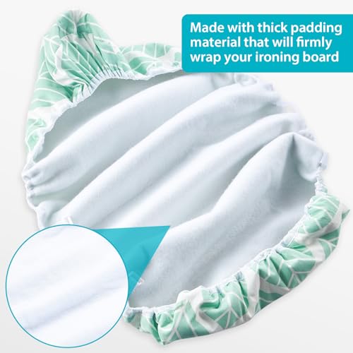 Seiritex Extra Wide Ironing Board Cover with Padding 18 x 54 inch Heat Reflective with Hook and Loop Fasteners, Thick Padding with Elasticized Edges, 3 Layers Iron Board Cover (Green Leaf) - color: Green Leaf, size: 18x54