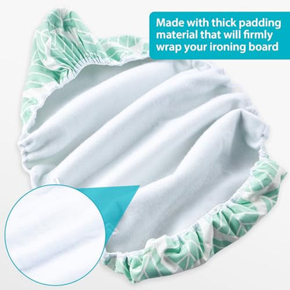 Seiritex Extra Wide Ironing Board Cover with Padding 18 x 54 inch Heat Reflective with Hook and Loop Fasteners, Thick Padding with Elasticized Edges, 3 Layers Iron Board Cover (Green Leaf) - color: Green Leaf, size: 18x54