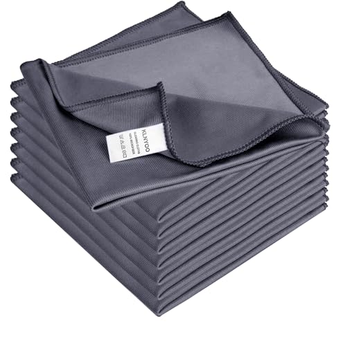 KLNYOO Microfiber Glass Cleaning Cloths Lint Free Streak Free Quickly and Easily Clean Windows & Mirrors Without Chemicals Polishing Cloth 16x16 Inch 8 Pack (Grey) - color: Grey