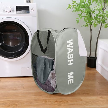 Mesh Popup Laundry Hampers, Collapsible Laundry Baskets, 2 Pack Dirty Clothes Hampers for Home, Bathroom, College Dorm, RV Cruise, Travel (Gray + Blue) - color: Blue + Gray