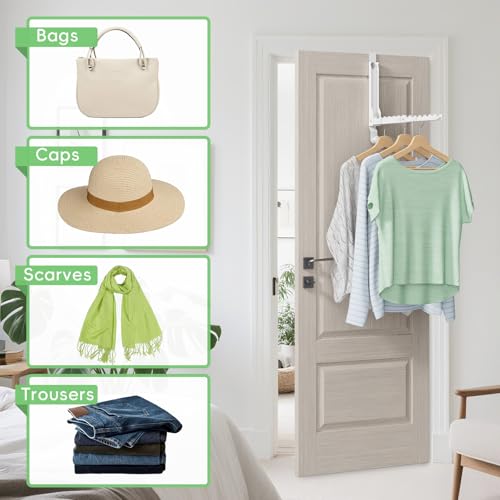 Foldable Over the Door Hooks, Over the Door Hanger for Space Saving - color: White-1(UP)