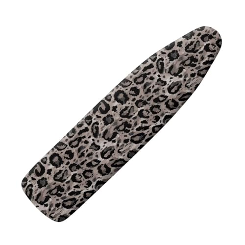 Leopard Print Ironing Board Cover, 15x54 Inch Ironing Board Protector, Standard Size Iron Board Cover, Easy to Install - color: Black and Grey - Leopard