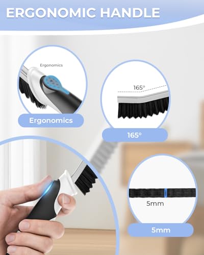 Cleangor Crevice Cleaning Brushes, Serrated Scrub Brush Tool for Hard to Reach Tight Space, Cleaner Brushes, Cleaning Supplies, Home Essentials for Shower, Bathroom, Kitchen, Window, Toilet, Sink