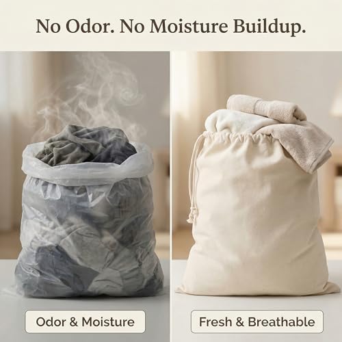 Urban Villa Laundry Bags 2-Pack 28”x36" Extra-Large Cotton Canvas Heavy Duty Washable Durable Travel Laundry Sacks with Drawstring Closure Reusable Hamper Liners for Dirty Clothes Delicates & Lingerie