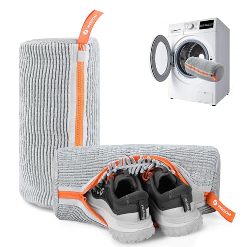 VASSON Shoe Washing Machine Bag, 2 Pack XL Laundry Bags for Sneakers - color: 2Pack Cool Grey / Vibrant Orange