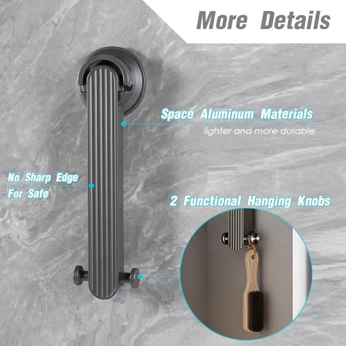 Foldaway Clothes Wall Mounted Drying Rack with Suction Cup,All Metal in Space Aluminum, Foldable, Retractable, Portable for Laundry (Grey) - color: Gray