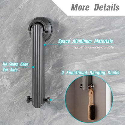 Foldaway Clothes Wall Mounted Drying Rack with Suction Cup,All Metal in Space Aluminum, Foldable, Retractable, Portable for Laundry (Grey) - color: Gray