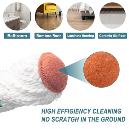 KeFanta Self-Wringing Twist Mop for Floor Cleaning with 57 " Long Handle - color: Gray&white Twist Mop