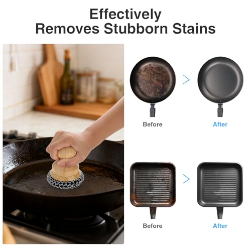 Scrubber for Cast Iron Pan, Pot Cleaner with 2 Scrapers,Chain Mail Cleaning Brush for Dishes, Pots, Pans, Griddles, Grills(Large Chain Mail) - size: Large Chain Mail