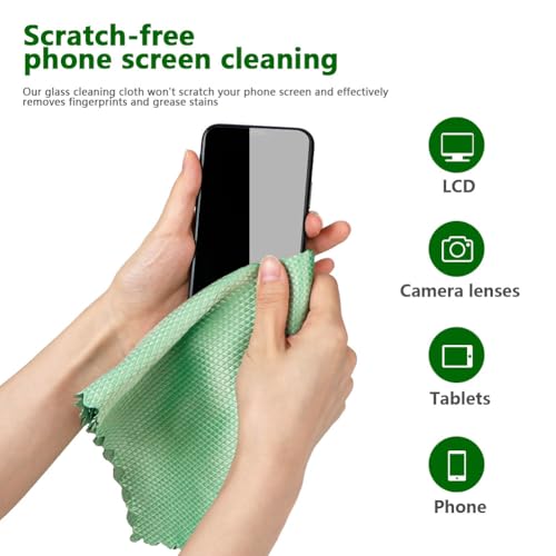 10 Pack Microfiber Glass Cleaning Cloth, 9.84x9.84 Inch Lint Free Window Cleaning Wipes, Work for Glasses, Windshields, Mirrors, and Stainless Steel, Grey Green Purple