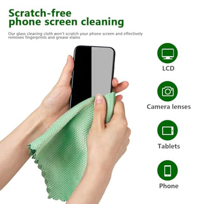 10 Pack Microfiber Glass Cleaning Cloth, 9.84x9.84 Inch Lint Free Window Cleaning Wipes, Work for Glasses, Windshields, Mirrors, and Stainless Steel, Grey Green Purple