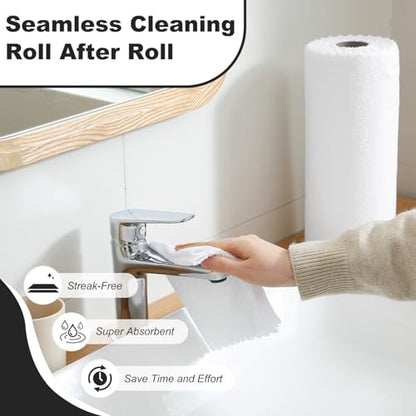 Jessy Home 2 Roll Reusable Paper Towels,100 Sheets Tear Away Microfiber Cleaning Cloth, Lint Free Cleaning Rags for Kitchen, Dishcloth,Household Cleaning Supplies - color: White