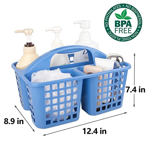 Portable Shower Caddy Basket Plastic Storage Basket with Compartments Blue - color: Blue