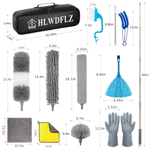 Microfiber Duster Kit 27pcs with 30 to 100 in Extension Pole, Grey - size: 27pcs