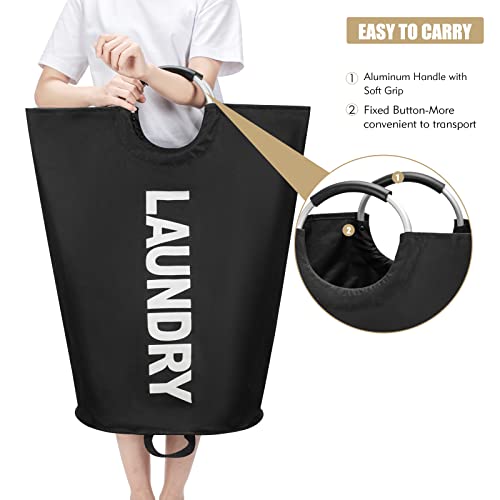 Maxsilan 90L Large Laundry Basket Bag, Collapsible Tall Hamper, Black - color: Black, size: 90L