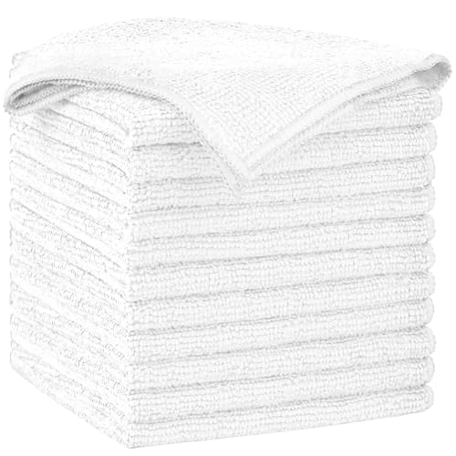 AIDEA White Microfiber Cleaning Cloth-12PK, Cleaning Rags 12"x 12" Reusable - color: White, size: 12in.x12in.