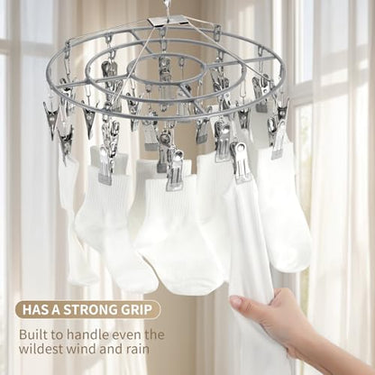 sock hanger for drying bra rack underwear panty hanging dryer baby herb wet - color: Gray (24 Clips) (2pcs)