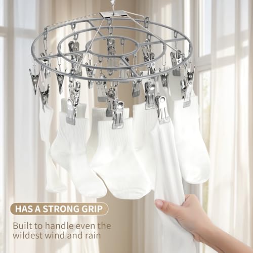 sock hanger for drying bra rack underwear panty hanging dryer baby herb wet - color: Light Gray (24 Clips)