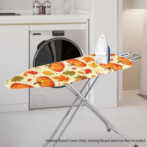 Pumpkin Leaves Iron Board Cover with Padding Stantard Size 15x54 inch Ironing Board Cover Hook and Loop Fasteners Pressing Cloth for Ironing Fall Decor - color: Fall Pumpkin Leaves