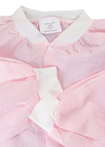 Sunlite Ultra 3600 Series Premium Disposable Lab Coats, Pockets, Knit Collar & Cuffs, Knee Length, 10 Pack - color: Light Pink, size: X-Large
