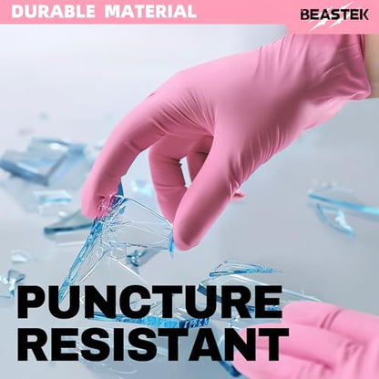 BEASTEK Medical Nitrile Exam Gloves Disposable Powder-Free, 4 Mil 100 Count - color: Large (Rose Quartz)