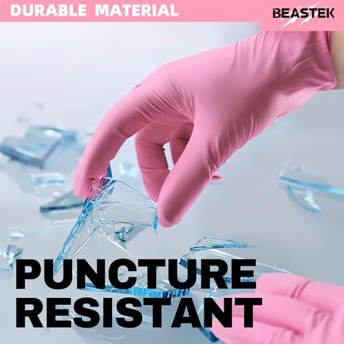 BEASTEK Medical Nitrile Exam Gloves Disposable Powder-Free, 4 Mil 100 Count - color: Small (Rose Quartz)