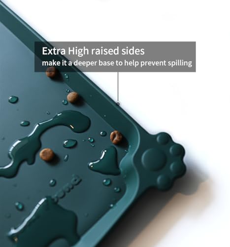 Hoki Found Silicone Pet Food Mats Tray - High-Lips Pet Dog Cat Bowl Mats - Dog Pet Cat Feeding Mat - Waterproof Dog Cat Food Mats -Pet Water Mats for Floors - Dark Cedar - color: Dark Cedar, size: 19" x 12"