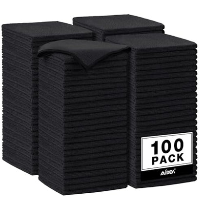 AIDEA Microfiber Cleaning Cloth Black 100PK, Microfiber Towels 11.5"×11.5" - color: Black, size: 11.5in.x11.5in.