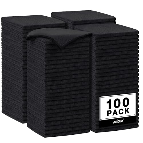 AIDEA Microfiber Cleaning Cloth Black 100PK, Microfiber Towels 11.5"×11.5" - color: Black, size: 11.5in.x11.5in.