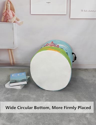 Foldable Waterproof Round Fabric Laundry Basket Home, Forest Castle - color: Round-Forest Castle