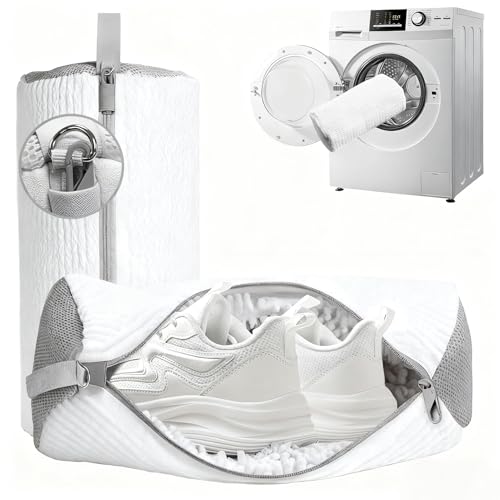 Shoe Washing Machine Bag 2 Pack, Laundry Shoe Bag for Washer and Dryer - color: White2pcs