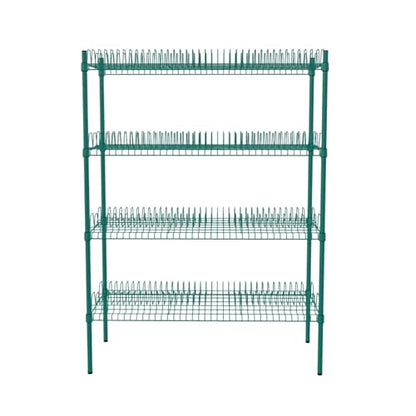 PRO&Family Green Epoxy 4-Tier Commercial Drying Rack with Casters – Heavy Duty Wire Shelving for Dish Drying, Kitchen Storage & Food Service Use (24" x 48" Stationary, 1 1/4" Slots) - size: 24" x 48" Stationary