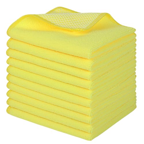 SINLAND Dish Cloth for Washing Dishes Kitchen Washcloth Cleaning Cloth - color: Yellow, size: 12inchx12inch 10pack