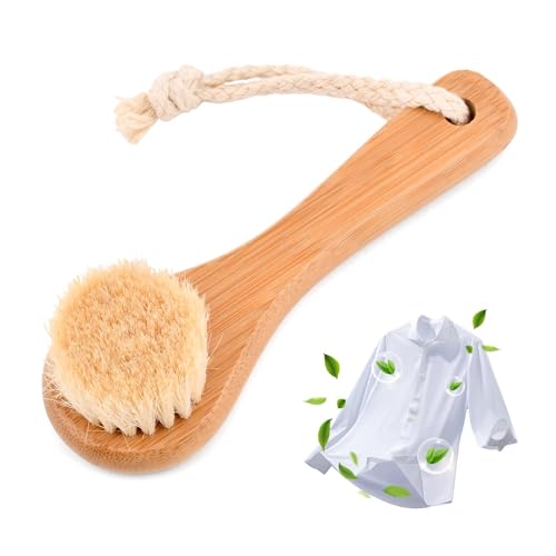 Natural Boar Bristle Laundry Stain Brush, Dorm Room Essential for College Students, Gentle on Fabrics & Tough on Stains, Safe for Clothes Without Damage
