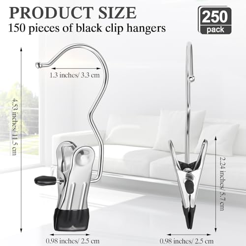 Yinder 250 Pcs Boot Hanger Clips Stainless Steel Hooks,Black - color: Black